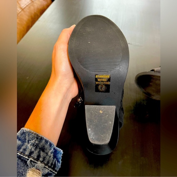 Stylish Black Boho Southwestern Peep Toe Ankle Boots Bootie Heels - Picture 6 of 9